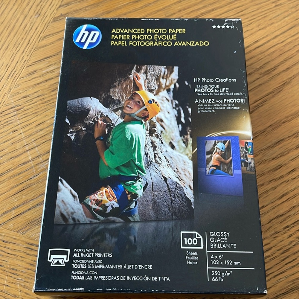 HP ADVANCED PHOTO PAPER 4X6 66lb GLOSSY INKJET Q6638-10016 100 SHEET PACK NEW